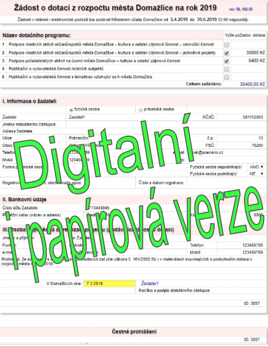 Dotační on-line formulář - Scenario s.r.o.