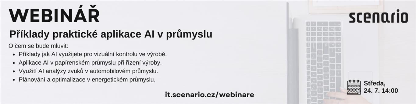 Příklady praktické aplikace AI (umělé inteligence) v průmyslu a výsledky AI do pár měsíců i u Vás | Scenario s.r.o. - Scenario s.r.o. Příklady praktické aplikace AI (umělé inteligence) v průmyslu a výsledky AI do pár měsíců i u Vás | Scenario s.r.o.