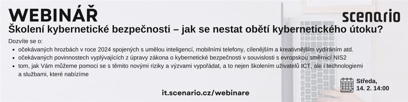 Školení kybernetické bezpečnosti – jak se nestat obětí kybernetického útoku? | Scenario s.r.o. - Scenario s.r.o. Školení kybernetické bezpečnosti – jak se nestat obětí kybernetického útoku? | Scenario s.r.o.