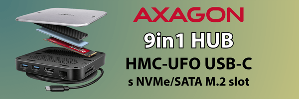 AXAGON HMC-UFO USB-C 9in1 HUB s NVMe/SATA M.2 slot | Scenario s.r.o. - Scenario s.r.o. AXAGON HMC-UFO USB-C 9in1 HUB s NVMe/SATA M.2 slot | Scenario s.r.o.