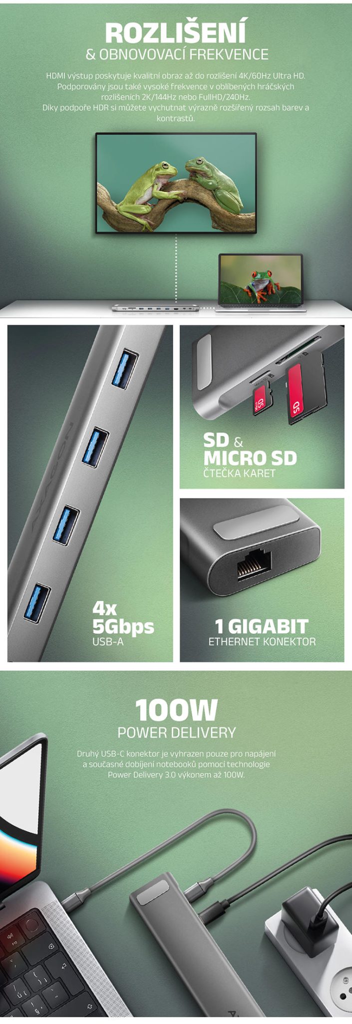 AXAGON HMC – 10HLS USB-C 9in1 HUB | Scenario s.r.o.