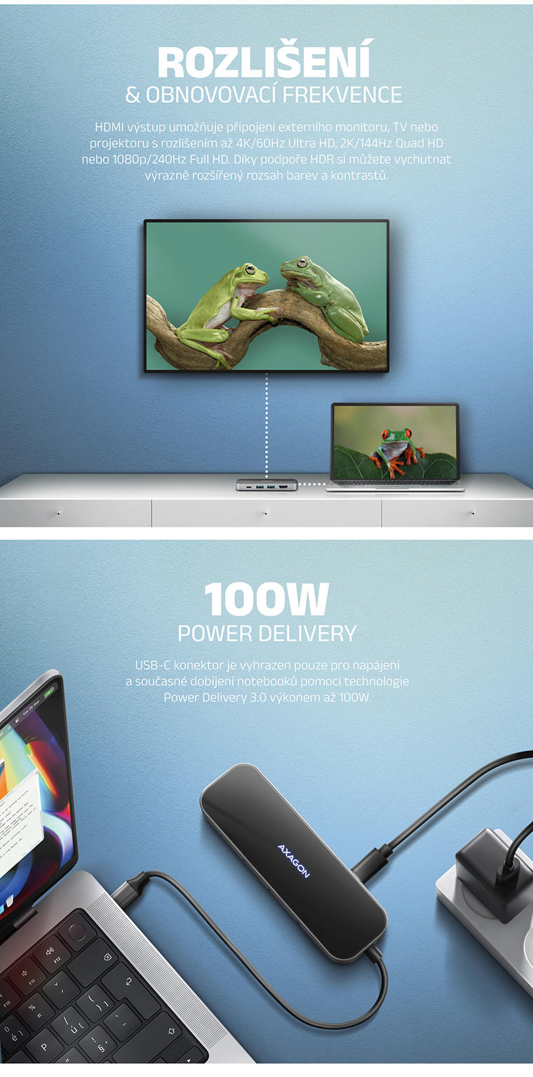 AXAGON HMC-6GLN USB-C 6in1 HUB | Scenario s.r.o.