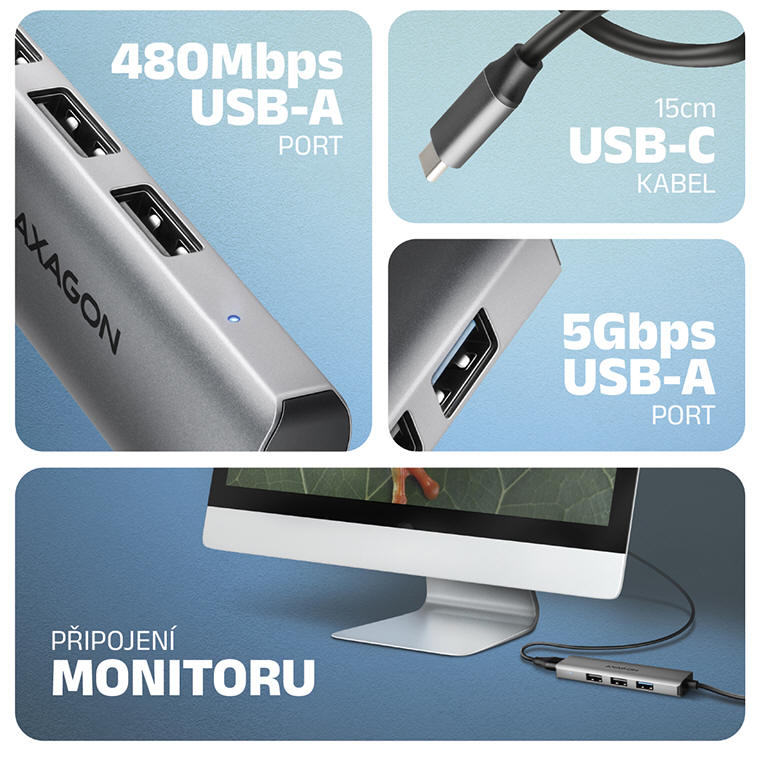 AXAGON STARTER USB-C 4in1 HUB | Scenario s.r.o.
