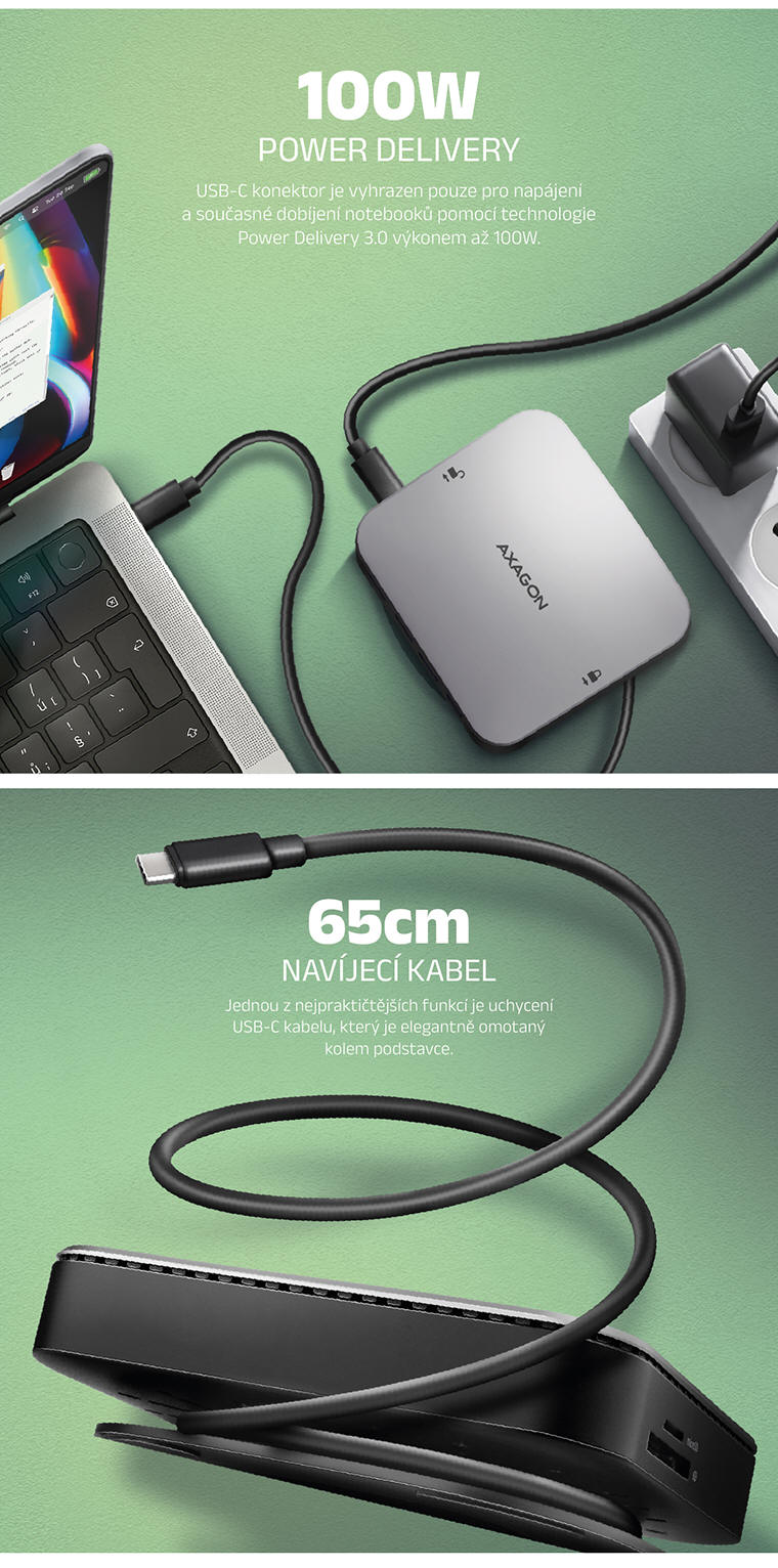 AXAGON HMC-UFO USB-C 9in1 HUB s NVMe/SATA M.2 slot | Scenario s.r.o.