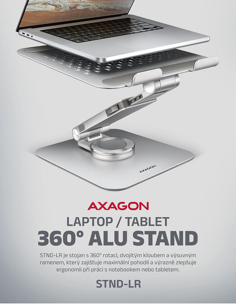 AXAGON Stojan pro notebook a tablet s 360° rotací | Scenario s.r.o.