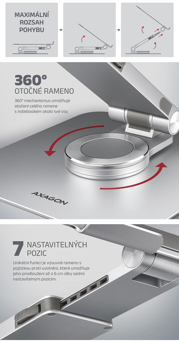 AXAGON Stojan pro notebook a tablet s 360° rotací | Scenario s.r.o.