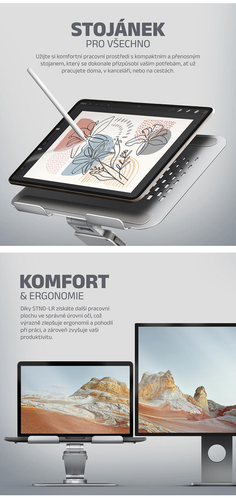 AXAGON Stojan pro notebook a tablet s 360° rotací | Scenario s.r.o.