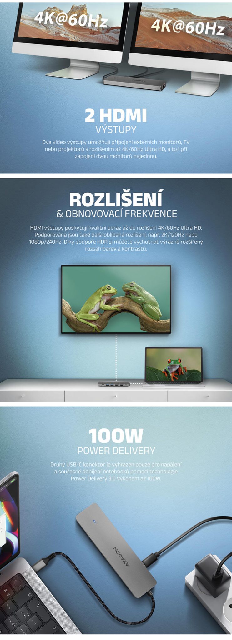 AXAGON HMC-7HX2 USB-C 7in1 HUB 4k | Scenario s.r.o.