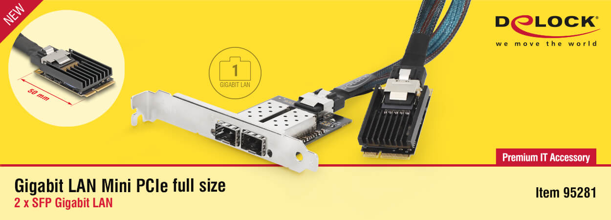 Delock mini síťová skříň, USB-C adaptér, karta PCI Express a mini PCIe modul | Scenario s.r.o.