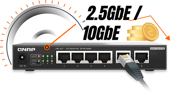 QNAP – nejlepší 10GbE switch QSW-2104-2T-R2 | Scenario s.r.o.